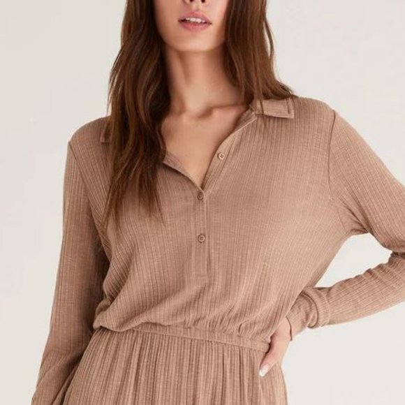 NWT Z Supply Portabella Lyra Rib Henley Romper SIZE L XL - Picture 3 of 4